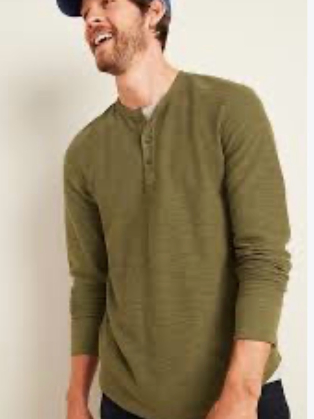 Men's Old Navy Army Green Long-Sleeve Henley Shirt - Size Medium Tall